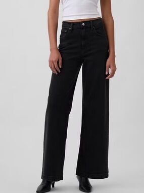 GAP BLACK  HIGH RISE STRIDE WIDE-LEG JEANS  WOMENS SZ 30